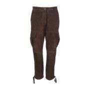 P.a.r.o.s.h. Leather Trousers Brown, Dam