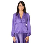 D.Exterior Flytande Satin Skjorta - Lila Purple, Dam