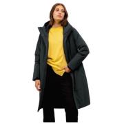 Scandinavian Edition Minimalistisk Lång Huva Parka Green, Dam