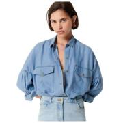 Sessun Botania Oversized Skjorta med Fickor Blue, Dam