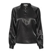 My Essential Wardrobe Elegant Estellemw Blus Top i Svart Black, Dam