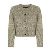 Alessandra Rich Gul Svart Sequin Tweed Jacka Gray, Dam