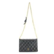 Chanel Vintage Svart Tyg Axelväska Black, Dam