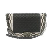 Chanel Vintage Förägande Svart Canvas Chanel Axelväska Black, Dam