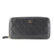 Chanel Vintage Förhandsägd Svart Tyg Plånbok Black, Unisex