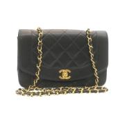 Chanel Vintage Förhandsägd Svart Läder Flapväska Black, Dam