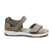 New Feet Sporty Velcro Flat Sandals Beige, Dam