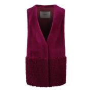 Blancha Merino Ull Shearling Gilet Purple, Dam