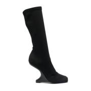 Rick Owens Elegant Svart Neo Cantilever 11 Mid Calf Boot Black, Dam