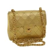 Chanel Vintage Gull Läder Chanel Flap Väska Yellow, Dam