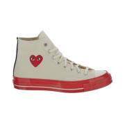 Comme des Garçons Play Rött Hjärta High-Top Sneakers Beige, Unisex