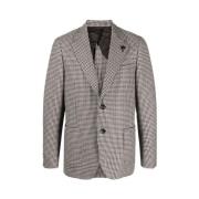 Lardini Houndstooth Mönstrad Blazer Gray, Herr