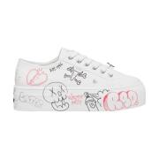 Windsor Smith Multifärgad Graffiti Tyg Dam Sneakers - Storlek 38 White...