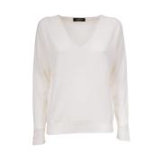 Gran Sasso Cashmere Tröja med V-Hals White, Dam