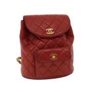 Chanel Vintage Förägad Röd Läder Chanel Axelväska Red, Dam