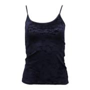 Vince Marinblå Velvet Camisole Top Blue, Dam