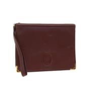 Cartier Vintage Bourgogne Läder Clutch Väska Red, Dam