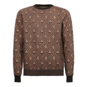 Original Vintage Round-neck Knitwear Brown, Herr