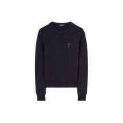 Dondup Ull Crewneck Tröja med Patch Blue, Dam