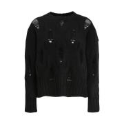 Alpha Studio Crew Neck Sweater Black, Dam