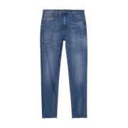 Liu Jo Högmidjade Slim-Fit Jeans med Distressed Mönster Blue, Dam