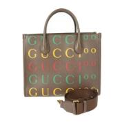 Gucci Vintage Förägad Brun Läder Gucci Cabas Väska Brown, Dam