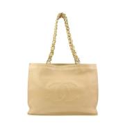 Chanel Vintage Begagnad Axelväska Beige, Dam