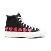 Comme des Garçons Svarta Canvas Hjärta Print Sneakers Black, Herr