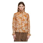 Antik Batik Leonie print blus Orange, Dam