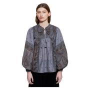 Antik Batik Hida print blus Gray, Dam