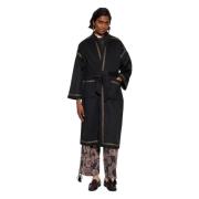 Antik Batik Belted Coats Black, Dam