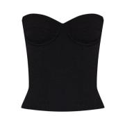 Balenciaga Räfflad Strapless Bustier Top Black, Dam