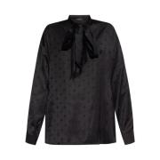 Balenciaga Broderad Slips-Hals Blus Black, Dam