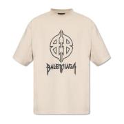 Balenciaga T-shirt med logotyp Beige, Herr