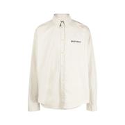 Balenciaga Oversized Skjorta i Bomullspoplin Beige, Herr