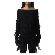 Blumarine Round-neck Knitwear Black, Dam