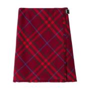 Burberry Crimson Rutig Kilt/Kjol Red, Dam