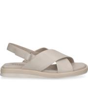 Caprice Beige Läder Platta Sandaler Beige, Dam