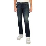 Diesel Slim-fit Herr Jeans med Klisk Knappstängning Blue, Herr