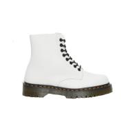 Dr. Martens Läderstövlar med snörning White, Dam