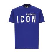 Dsquared2 Blå Bomull T-shirt med Kontrasterande Logotyp Blue, Herr