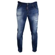 Dsquared2 Slim-Fit Faded Blå Jeans med Målfärgfläckar Blue, Herr