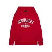 Dsquared2 Oversized Bomullssweatshirt med Huva Red, Herr