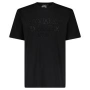 Dsquared2 Glamorös Rhinestone T-shirt för Män Black, Herr
