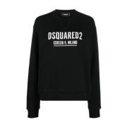 Dsquared2 Svart Ribbstickad Crew-neck Sweatshirt Black, Dam