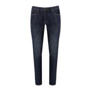 Emporio Armani Mörkblå Slim Fit Jeans med Metalllogotyp Blue, Herr