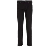 Emporio Armani Svarta Jeans med Fem Fickor och Logo Patch Black, Herr