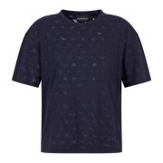 Emporio Armani Devoré T-shirt med örnmotiv Blue, Dam