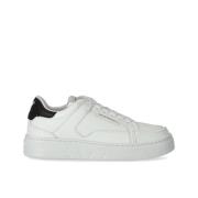 Emporio Armani Vit Läder Sneaker med Svart Logohäl White, Dam