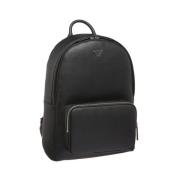 Emporio Armani Herr Eco Läder Ryggsäck med Logotyp Black, Herr